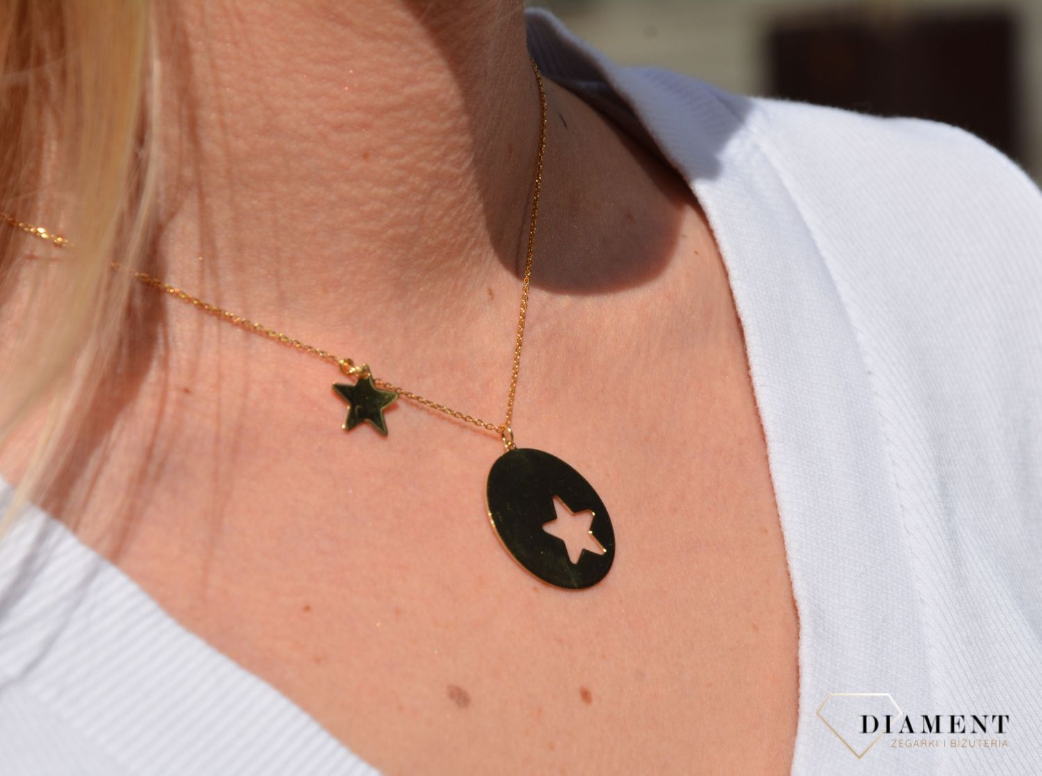 Naszyjnik srebrny pokryty złotem kółko z gwiazdką Dall'Acqua C RM 19890 084 zz.jpg